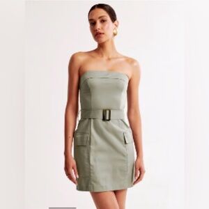 ABERCROMBIE & FITCH Sage Strapless Utility Mini Dress Belted